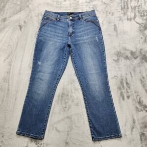 Lee Jeans Womens 6‎ Blue Slimming Fit Mid Rise Crop Capri Stretch Denim Casual